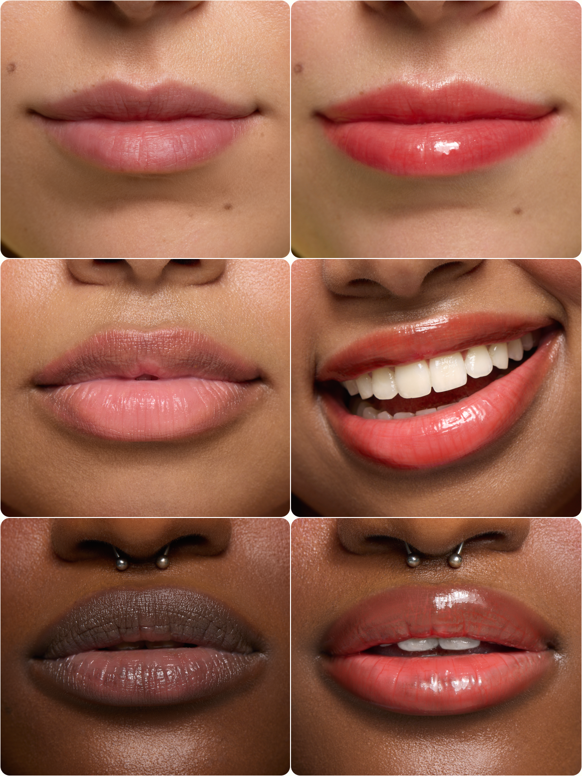 Plumptuous Lip Jelly in Iced Persimmon - bare lips versus lips with color. #color_Iced Persimmon Refill