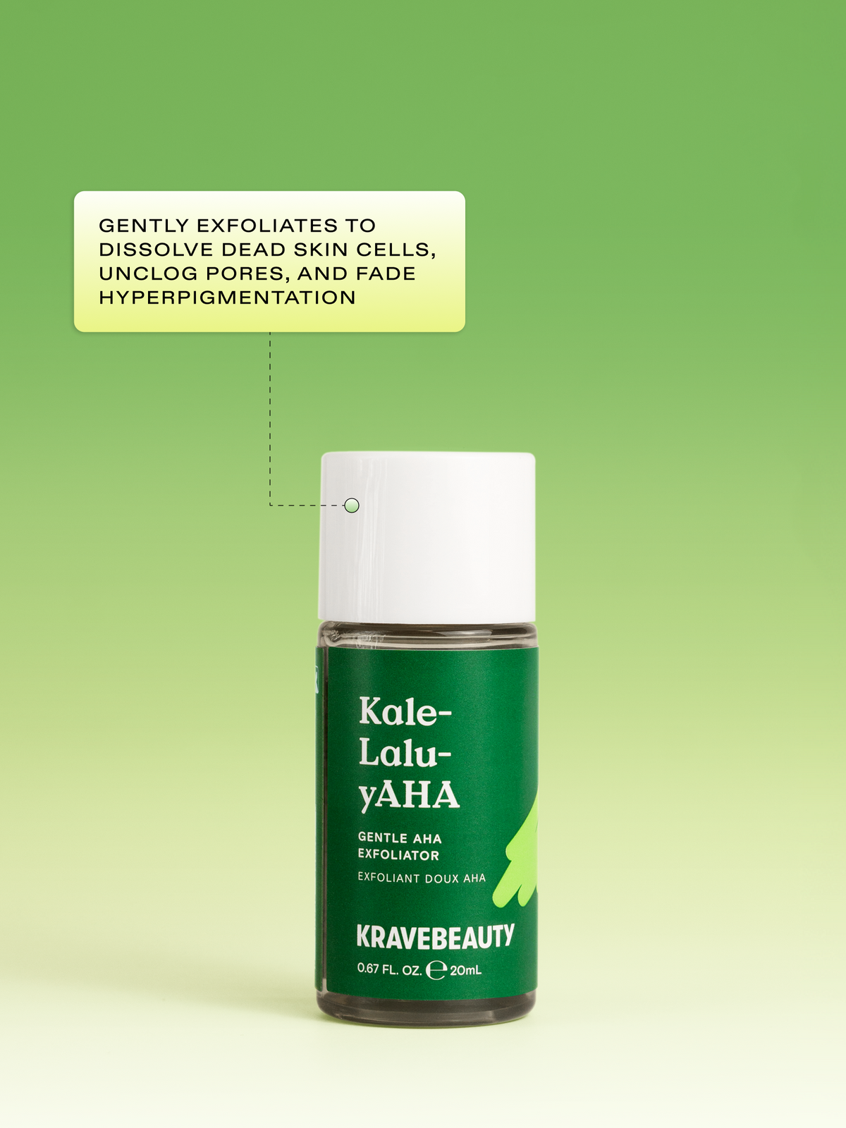 Kale-Lalu-yAHA exfoliator gently exfoliates to dissolve dead skin cells, unclog pores, and fade hyperpigmentation