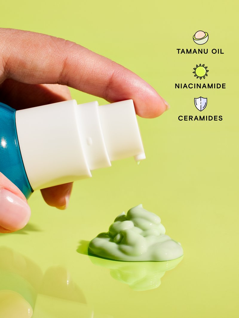 Great Barrier Relief is made with Tamanu Oil, Niacinamide, and Ceramides.
