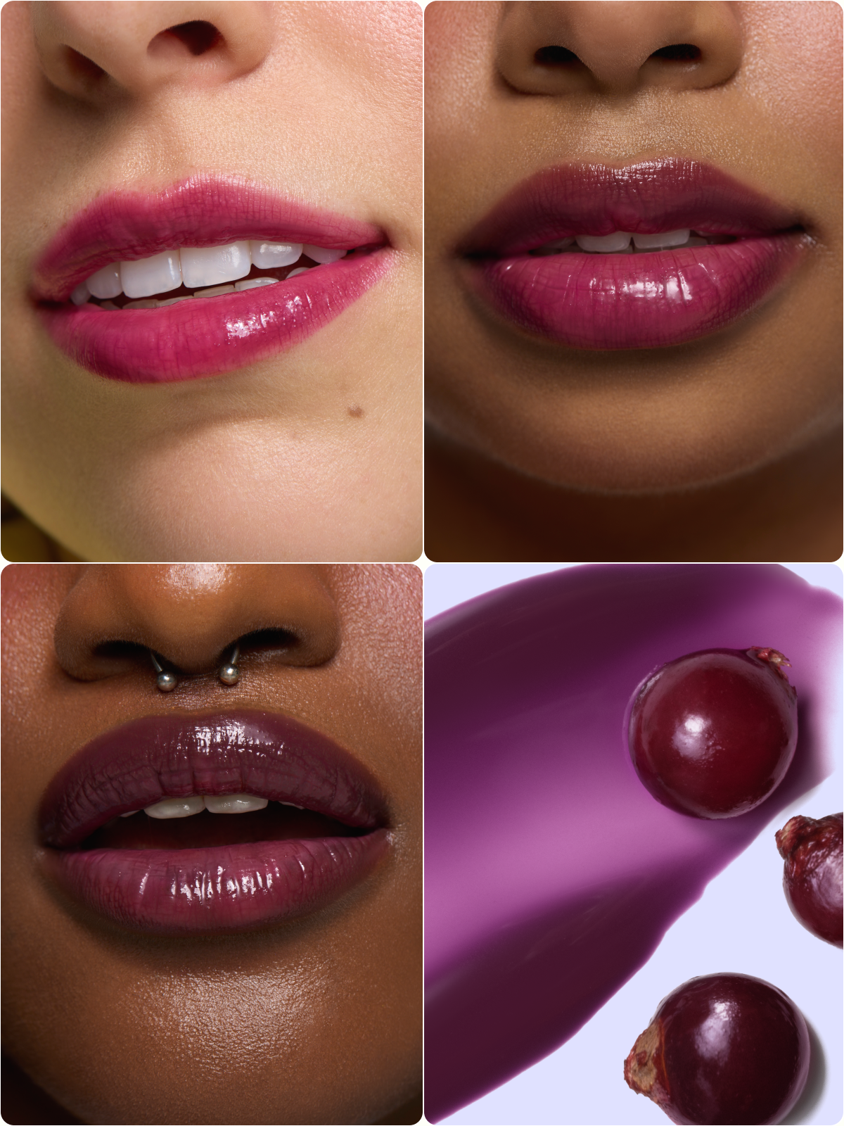 Plumptuous Lip Jelly Refill in Acai Dream - lips with product. #color_Acai Dream