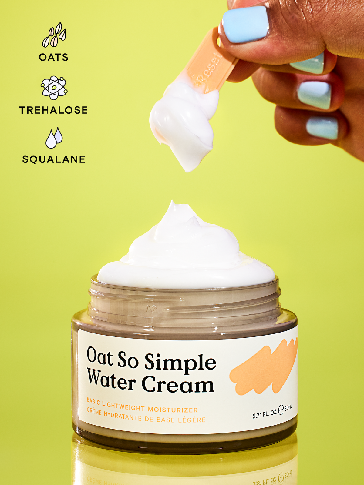 Oat So Simple Water Cream - Key ingredients are oats, trehalose, and squalane.