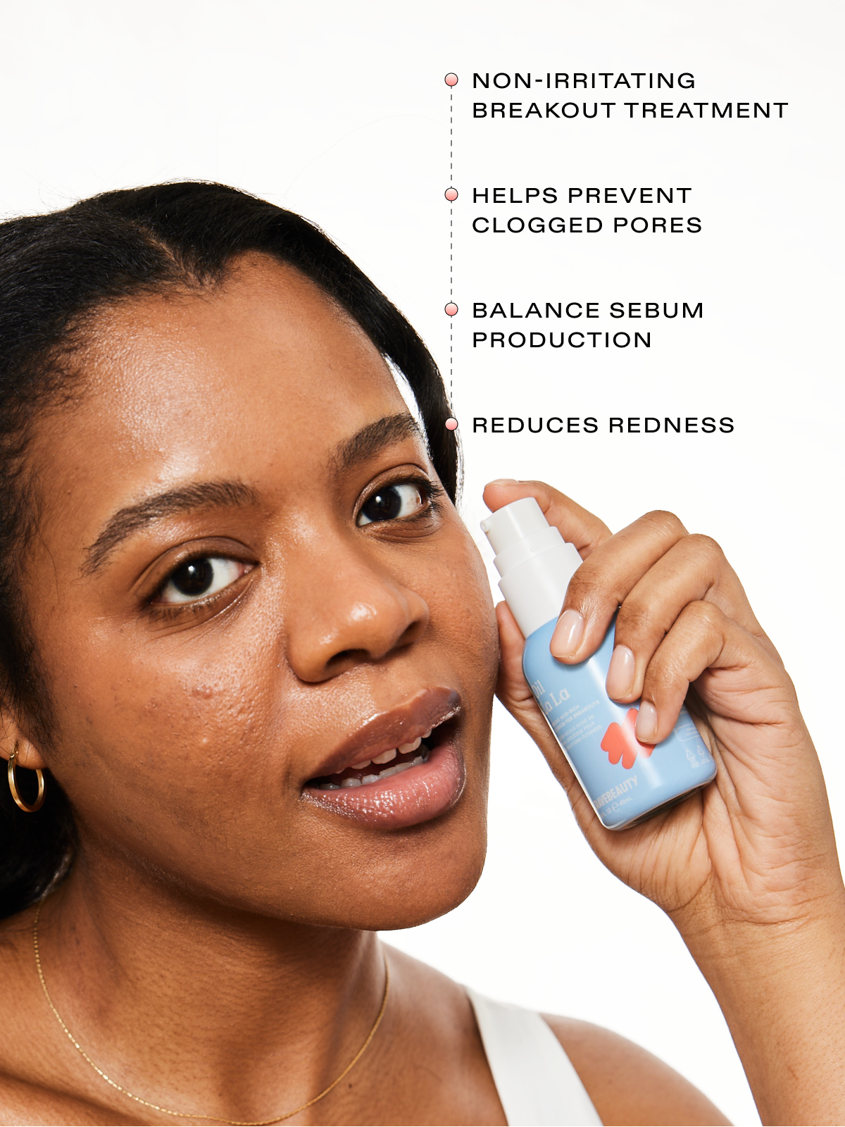 Oil La La is a non-irritating breakout treatment. It helps prevent clogged pores, balances sebum composition, and reduces redness