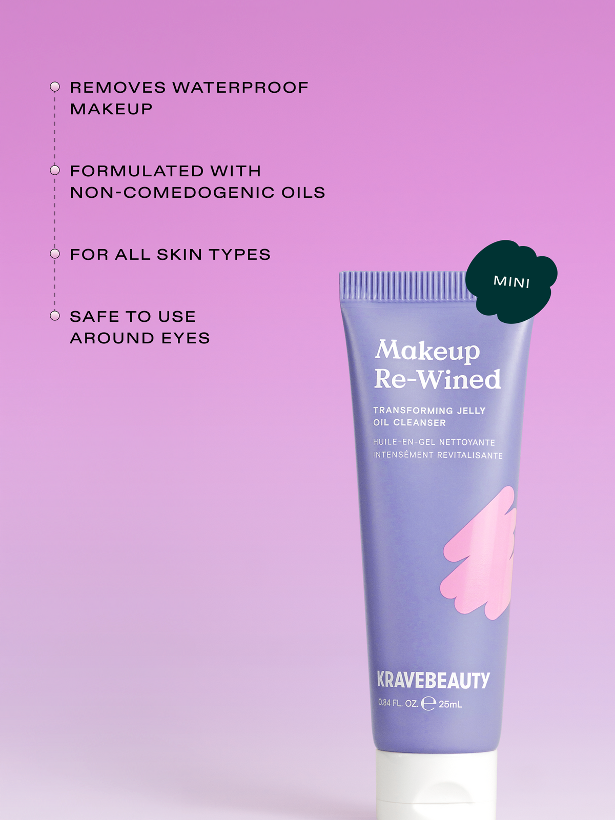 Makeup Re-Wined Jelly Oil Cleanser is formulated with nourishing ingredients like upcycled grapeseed oil, sunflower seed oil, and vitamin E.