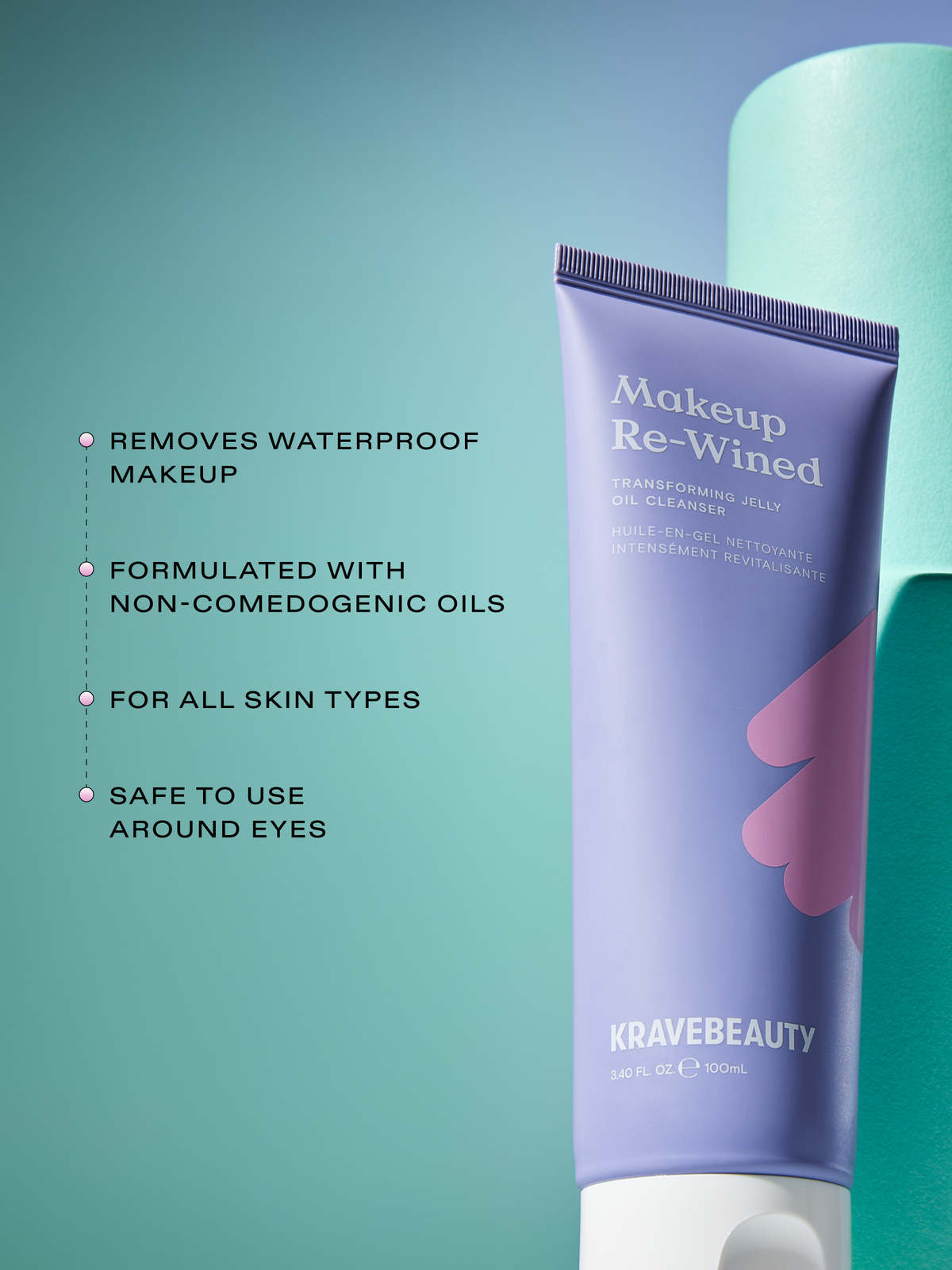 Makeup Re-Wined Jelly Oil Cleanser removes waterproof makeup, formulated with non-comedogenic oils, safe to use around eyes and made for all skin types.