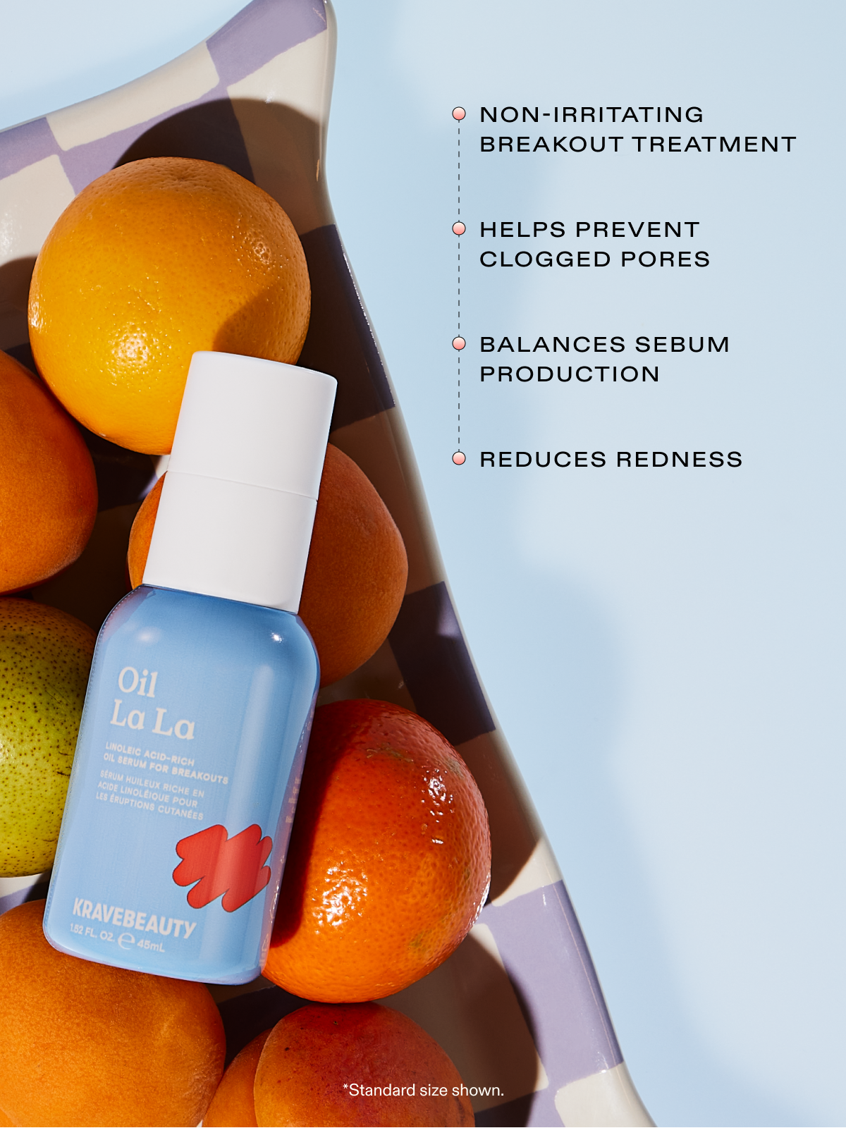Oil La La is a non-irritating breakout treatment that helps prevent clogged pores, balances sebum production and reduces redness
