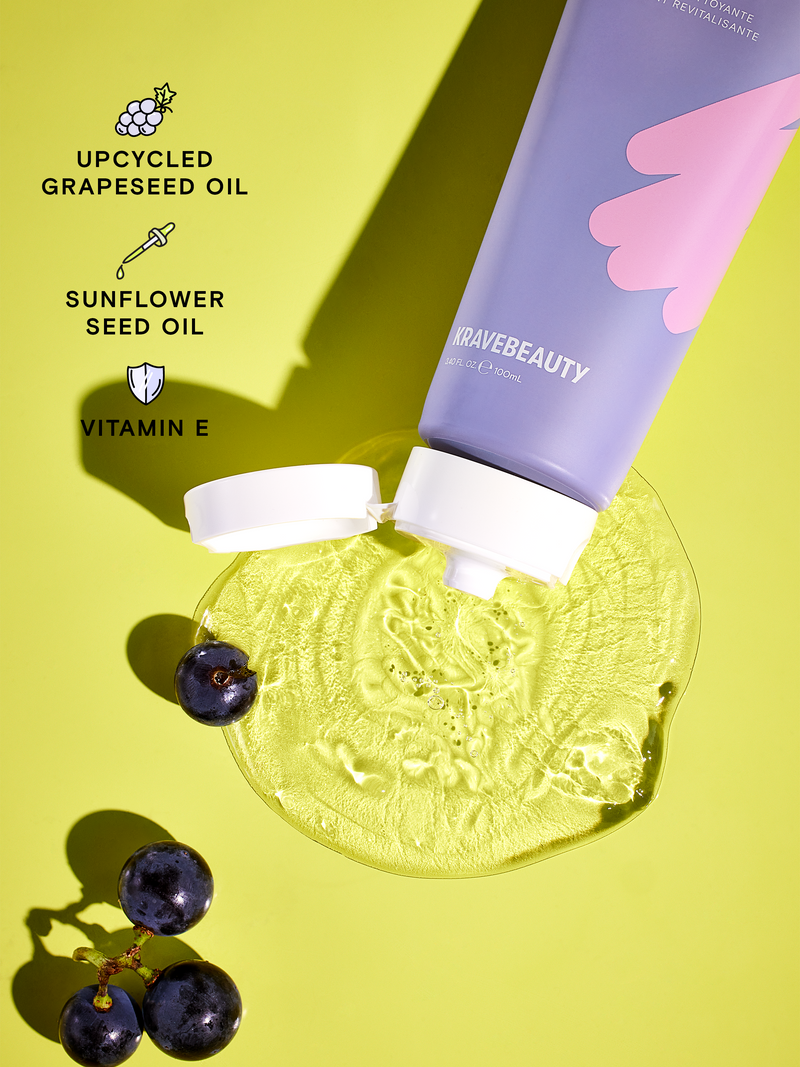 Makeup Re-Wined is made with upcycled Grapeseed Oil, Sunflower Seed Oil, and Vitamin E.
